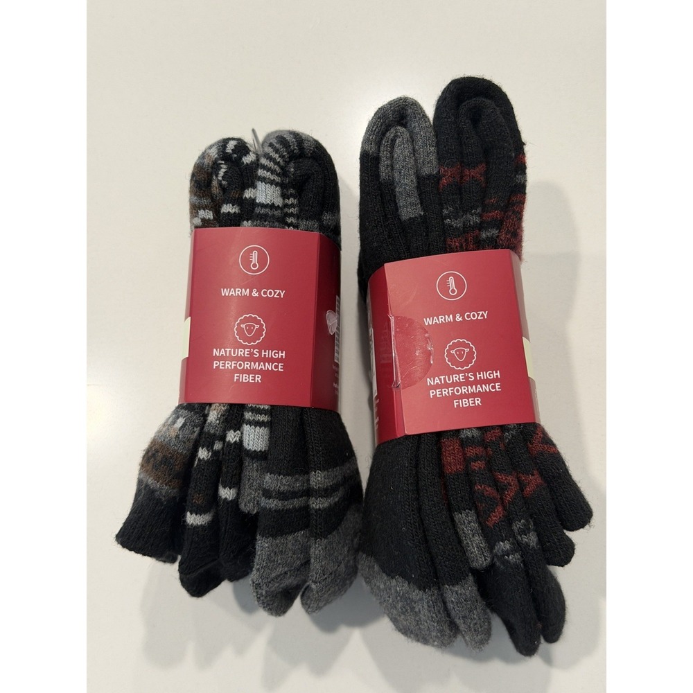 Muk Luks Mens Wool Blend Boot Socks 2-Pack Shoe Size 10-13 NWT Geometric Thermal - Picture 5 of 7